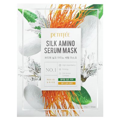 Petitfee, Silk Cosmetic Mask Serum, 10 Sheets, 25g