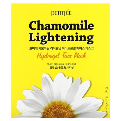 Petitfee, Chamomile Hydrogel Face Mask, 5 Sheets, 1.12 oz (32 g)