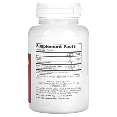 Life Balance Protocol, Borage/GLA, 1000 mg, 60 soft