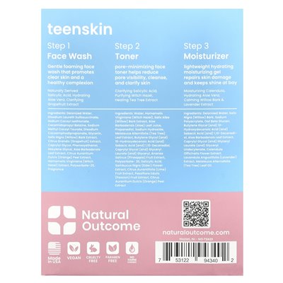 Natural result, teen skin, daily face set, 3 piece set Natural result, teen skin, daily face set, 3 piece set
