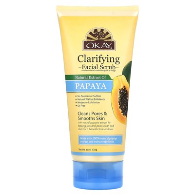 Okay czyste naturalne, wyjaśniający peeling na twarz, naturalny ekstrakt papai, 6 uncji (170 g)