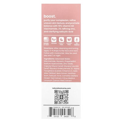 Naturalny wynik, niacynamid, surowica B-Boost, bez zapachu, 1 uncja (30 ml)