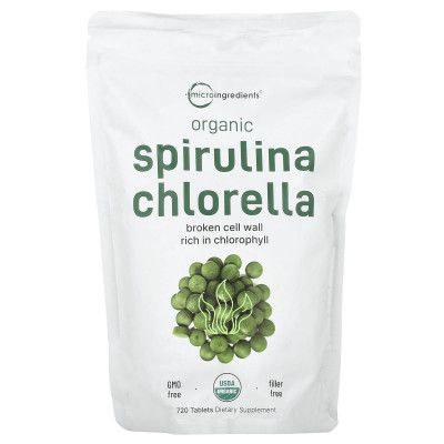 Mikro składniki, organiczna spirulina chlorella, 720 tabletek