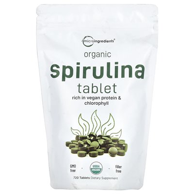 Mikro składniki, tablet organiczny Spirulina, 720 tabletek