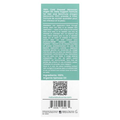 Naturalny wynik, 100% na zimno olej arganowy Morrocan, 1 uncja (30 ml)