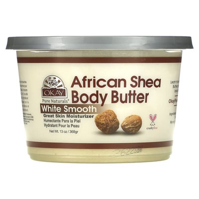 Okay Pure Naturals, Afrykański Masło Shea do Ciała, Biały Gładki, 13 uncji (368 g) Okay Pure Naturals, Afrykański Masło Shea do Ciała, Biały Gładki, 13 uncji (368 g)