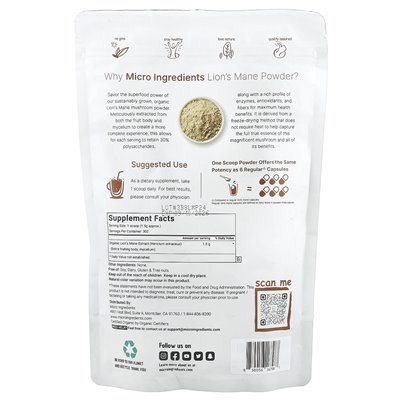 Mikro składniki, maneczne lwa organiczne, 1 funt (454 g)