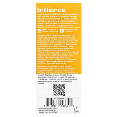 Naturalny wynik, witamina C, toner rozjaśniający C-Brilliance, zapachowy zapach, 8 uncji (235 ml) Naturalny wynik, witamina C, toner rozjaśniający C-Brilliance, zapachowy zapach, 8 uncji (235 ml)