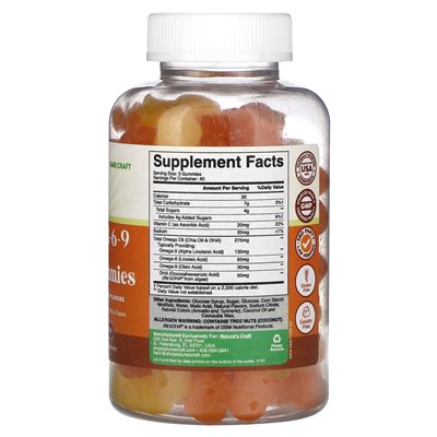 Nature's Craft, Omega 3-6-9 + DHA Gummi, cytryna i pomarańcza, 120 gumzy Nature's Craft, Omega 3-6-9 + DHA Gummi, cytryna i pomarańcza, 120 gumzy