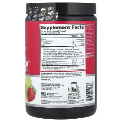 Optymalne odżywianie, Essential Amin.O.Energy®, wapno truskawkowe, 9,5 uncji (270 g)