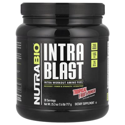 Nutrabio, Intra Blast, Intra Workout Amino Fuel, Tropical Fruit Punch, 1,6 funta (717 g)