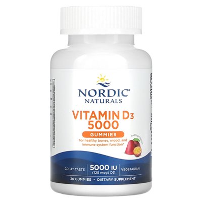 Nordic Naturals, Vitamin D3, Passion of Passion, 5000 IE (125 mcg), 30 Gummibärchen