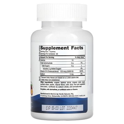 Nordic Naturals, Vitamin D3, Passion of Passion, 5000 IE (125 mcg), 30 Gummibärchen