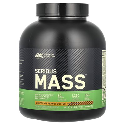 Optymalne odżywianie, Serious Mass ™, czekoladowe masło orzechowe, 6 funtów (2,72 kg) Optymalne odżywianie, Serious Mass ™, czekoladowe masło orzechowe, 6 funtów (2,72 kg)