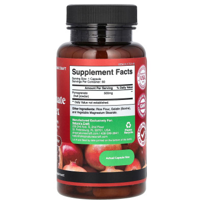 Nature's Craft, Complex Granat, 500 mg, 60 kapsułek