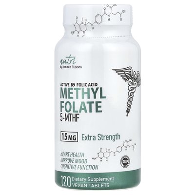 Fuzje natury, Nutri, Methinfolate, dodatkowa wytrzymałość, 15 mg, 120 wegańskich tabletek