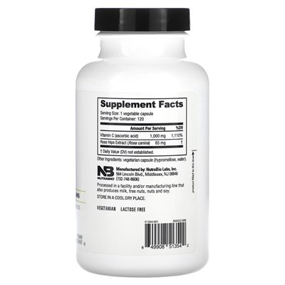 Nutrabio, witamina C, 1000 mg, 120 kapsułek