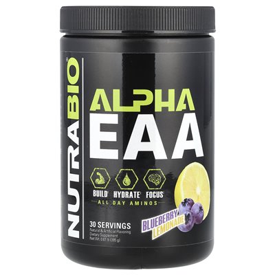 Nutrabio, Alpha EAA, lemoniada jagodowa, 0,87 funta (395 g)