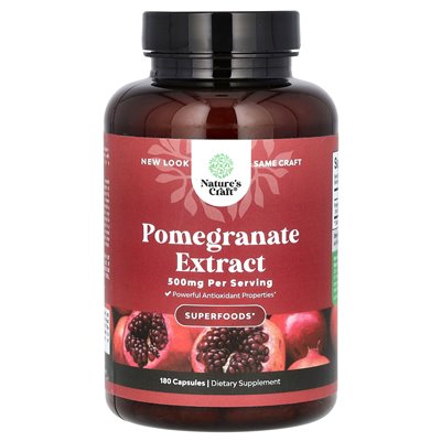 Nature's Craft, Ekstrakt Granatu, 500 mg, 180 kapsułek