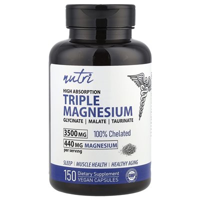 Fuzje natury, Nutri, Triple Magnesium, High Absorption, 150 wegańskich kapsułek