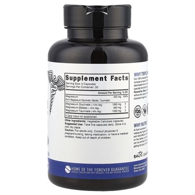 Fuzje natury, Nutri, Triple Magnesium, High Absorption, 150 wegańskich kapsułek