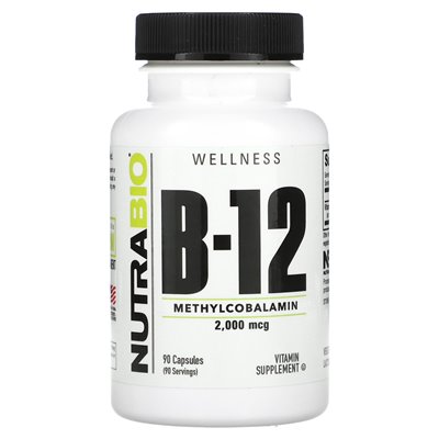 Nutrabio, witamina B-12, 2000 mcg, 90 kapsułek