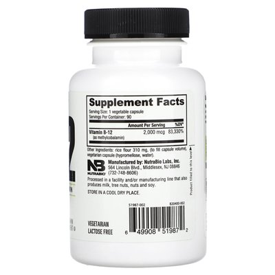 Nutrabio, witamina B-12, 2000 mcg, 90 kapsułek