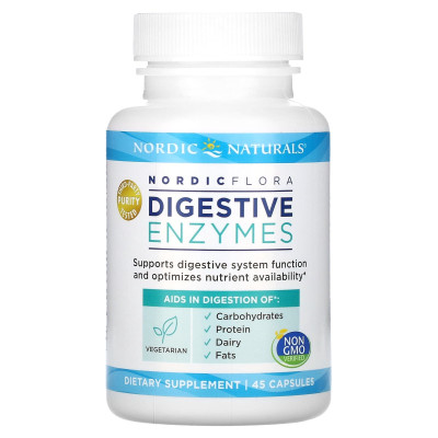 Nordic Naturals, Nordic Flora enzymy trawienne, 45 kapsułek
