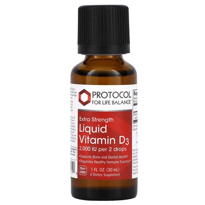 Protokół równowagi życiowej, płynna witamina D3, dodatkowa wytrzymałość, 2000 IU, 1 fl oz (30 ml)