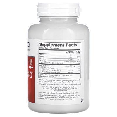 Protokół równowagi życiowej, ultra omega 3-D, 90 rybnych miękkich Protokół równowagi życiowej, ultra omega 3-D, 90 rybnych miękkich