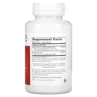 Life Balance Protocol, Ginkgo Biloba, 120 mg, 100 veg capsules