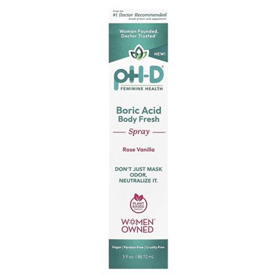 pH-D Feminine Health, Boric Acid, Body Fresh Spray, Rose Vanilla, 3 fl oz (88.72 ml) pH-D Feminine Health, Boric Acid, Body Fresh Spray, Rose Vanilla, 3 fl oz (88.72 ml)