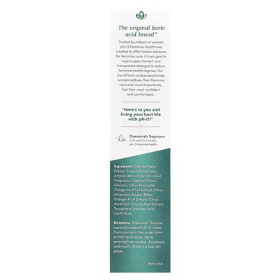 pH-D Feminine Health, Boric Acid, Body Fresh Spray, Rose Vanilla, 3 fl oz (88.72 ml) pH-D Feminine Health, Boric Acid, Body Fresh Spray, Rose Vanilla, 3 fl oz (88.72 ml)
