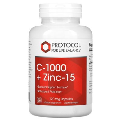 Balance Life Protocol, C-1000 + Zinc-15, 120 Veggie Capsules