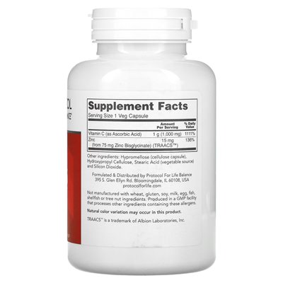 Balance Life Protocol, C-1000 + Zinc-15, 120 Veggie Capsules