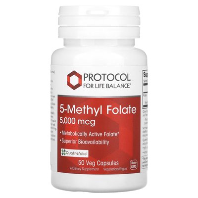 Balance Life Protocol, 5-Methylfolat, 5000 mcg, 50 Gemüsekapseln