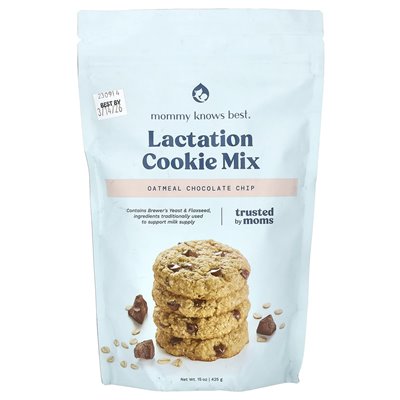 Mommy Knows Best, Lactation Cookie Mix, Chocolate Chip Oatmeal, 15 oz (425 g)