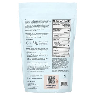 Mommy Knows Best, Lactation Cookie Mix, Chocolate Chip Oatmeal, 15 oz (425 g)