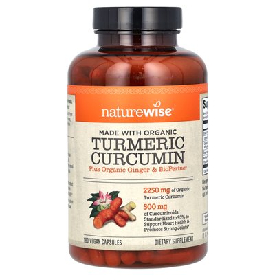 NatureWise, Organic Turmeric Curcumin, 180 Vegan Capsules