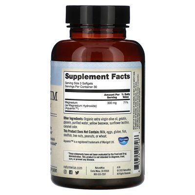 NatureWise, magnez, 300 mg, 90 miękkich (100 mg na softgel)