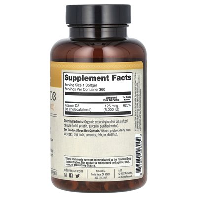 NatureWise, witamina D3, 125 mcg (5000 IU), 360 softgels NatureWise, witamina D3, 125 mcg (5000 IU), 360 softgels