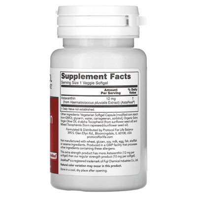 Life Balance Protocol, Astaxanthin, Extra Strength, 12mg, 60 Vegetarian Softgels
