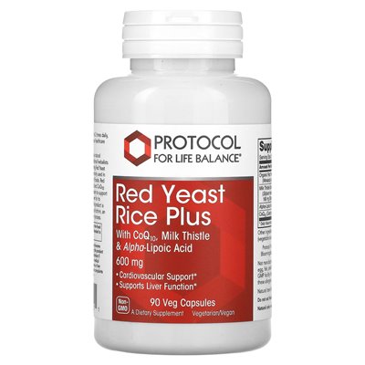 Life Balance Protocol, Red Yeast Rice Plus with COQ10, Milk Thistle and Alpha Lipoic Acid, 600mg, 90 veg caps