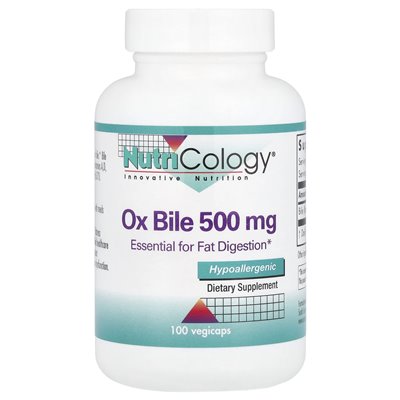 Nutricology, żółć wołu, 500 mg, 100 vegicaps