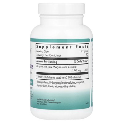 Nutricology, Cytrynian Magnezu, 90 Wegetariańskich Kapsułek