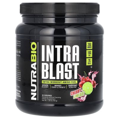 Nutrabio, Intra Blast, Intra Workout Amino Fuel, Cherry Limeade, 1,56 funtów (709 g)