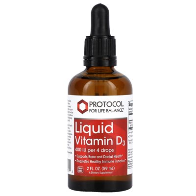Protocol for Life Balance, Liquid Vitamin D3, 400 IU, 2 fl oz (59 ml) Protocol for Life Balance, Liquid Vitamin D3, 400 IU, 2 fl oz (59 ml)