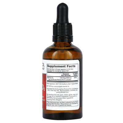 Protocol for Life Balance, Liquid Vitamin D3, 400 IU, 2 fl oz (59 ml) Protocol for Life Balance, Liquid Vitamin D3, 400 IU, 2 fl oz (59 ml)