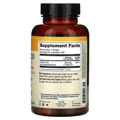 NatureWise, witamina D3, 25 mcg (1000 IU), 360 softgels NatureWise, witamina D3, 25 mcg (1000 IU), 360 softgels