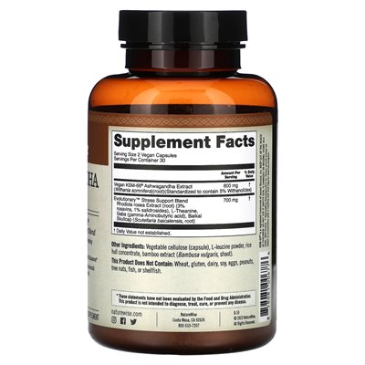 Nature, Ashwagandha for Stress, 60 Vegan Capsules